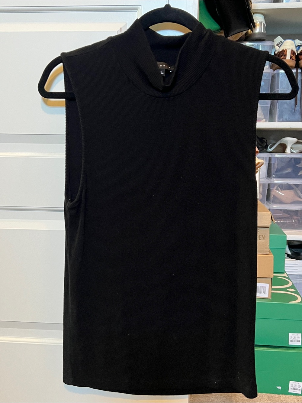 Sleeveless Black Mock Neck Women's Top